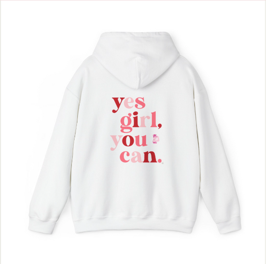 Yes Girl You Can White Hoodie Womens Hoodie Medium